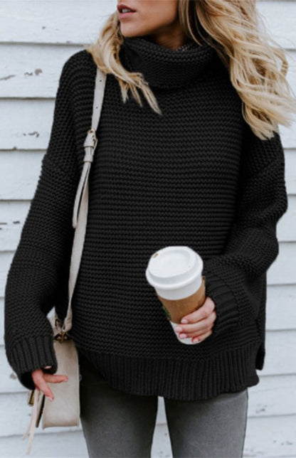 Women’s Thick Knit Oversize Turtle Neck Pullover Sweater