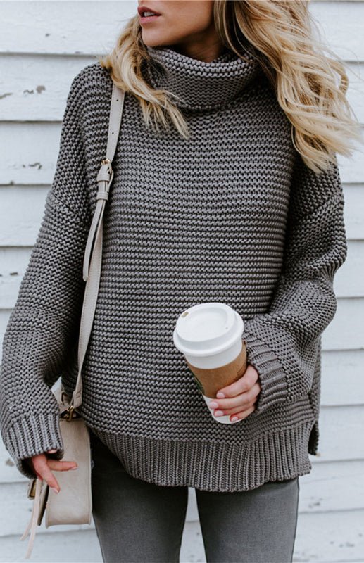 Women’s Thick Knit Oversize Turtle Neck Pullover Sweater