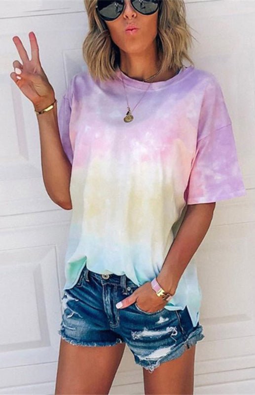 Loses T-Shirt mit Tie-Dye-Farbverlaufsdruck für Damen 