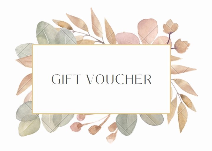 a gift voucher with leaves and leaves around it