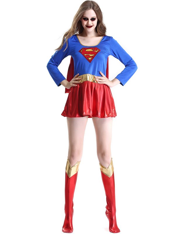 a woman in a superman costume posing for a picture