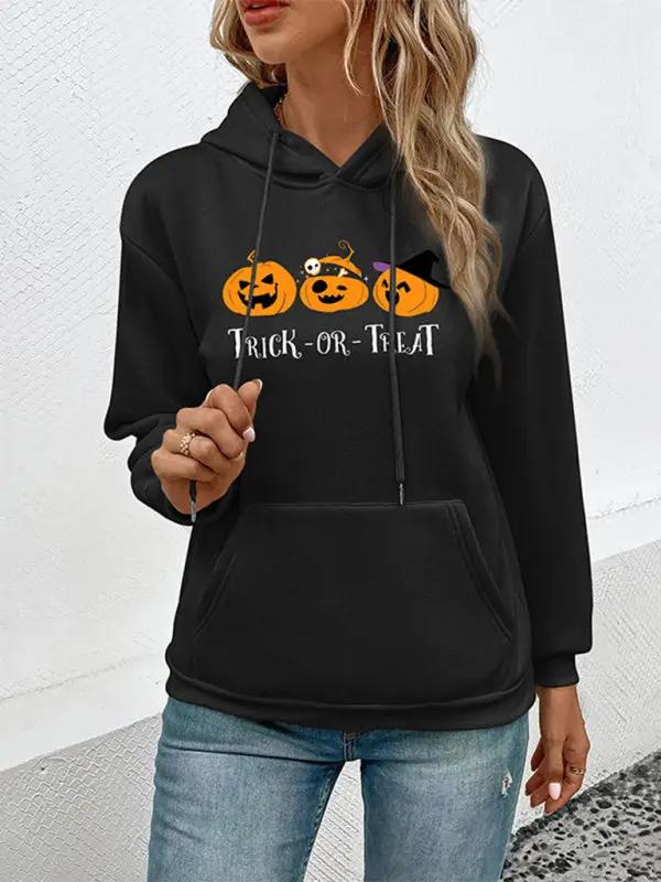 Halloween Pumpkin Print Casual Ladies Sweatshirt