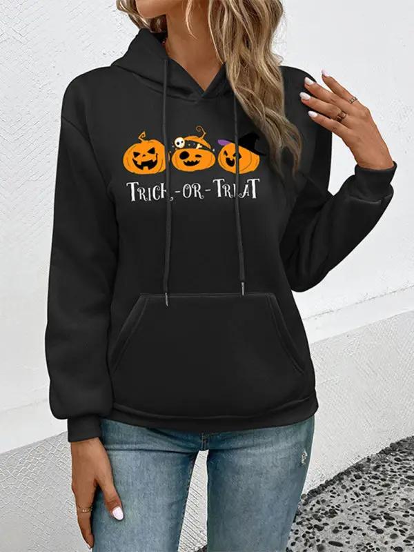 Halloween Pumpkin Print Casual Ladies Sweatshirt