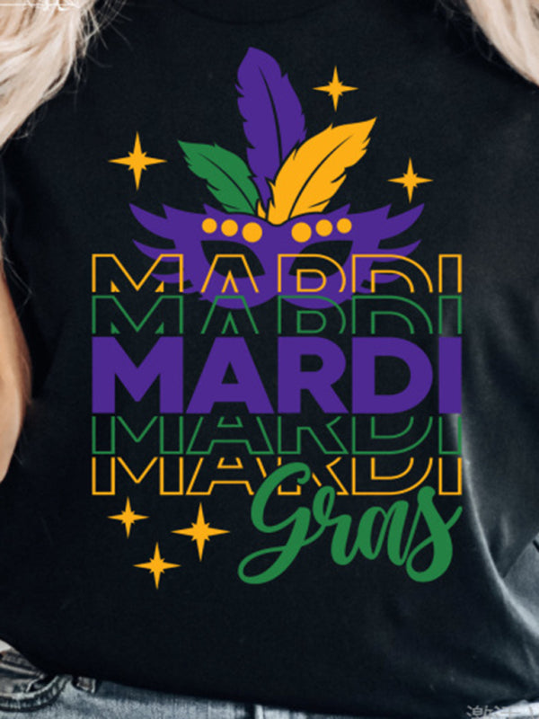 Neues T-Shirt mit Masken-Nachttrunk-Buchstabenmuster-Aufdruck 