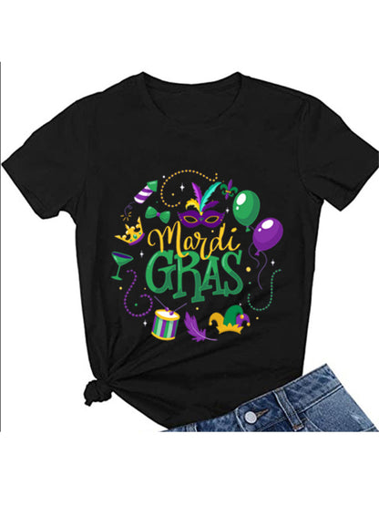 Neues T-Shirt mit Masken-Nachttrunk-Buchstabenmuster-Aufdruck 