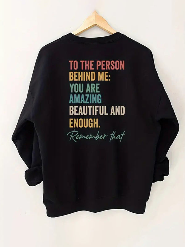 New style round neck long sleeve sweatshirt with letter print on the back