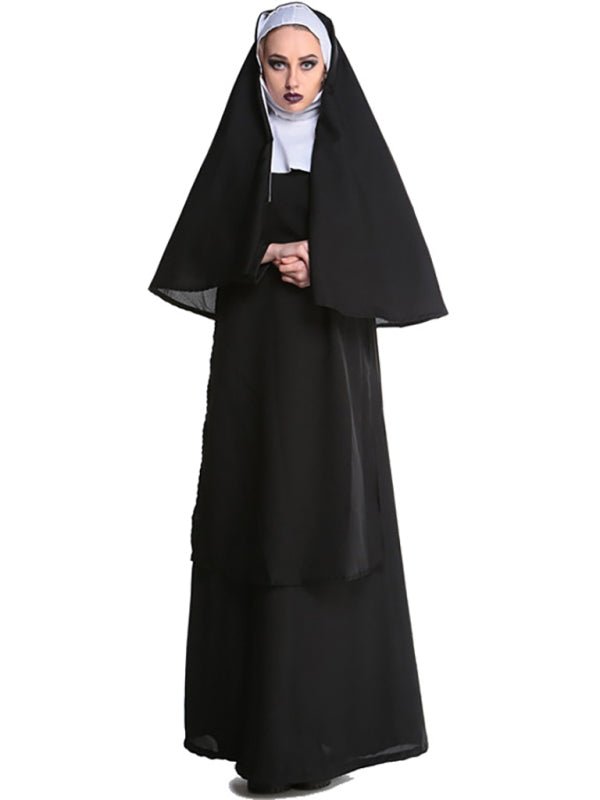 a nun in a black nun costume