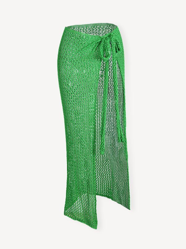 a green skirt with a tie on the side